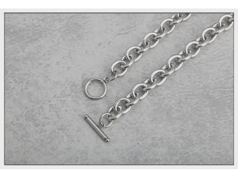 Colar Corrente de Suéter Unissex Titânio Aço Fivela OT Hip-Hop