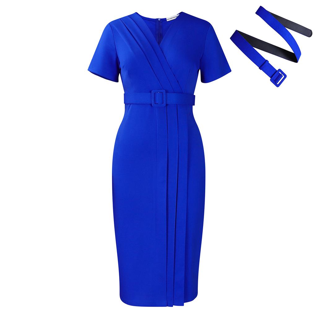 L Large Size Women's Clothing New Fashion and Thin V-neck Temperament Commuter Dress