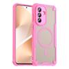 For Samsung Galaxy S26 Magnetic Case Dual Color Line Leather Coated PC + TPU Phone Cover