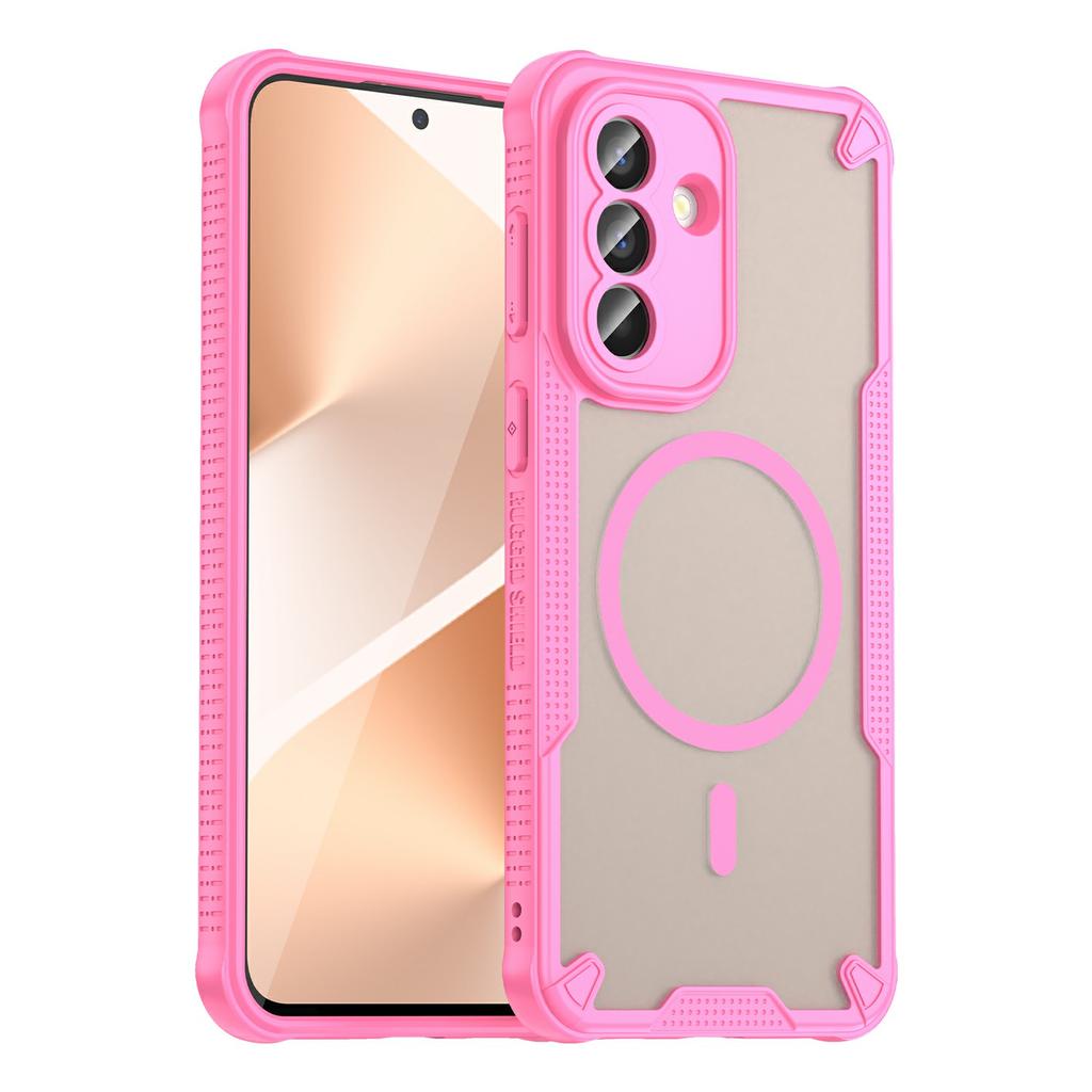 For Samsung Galaxy S26 Magnetic Case Dual Color Line Leather Coated PC + TPU Phone Cover