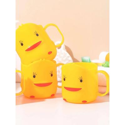 1pc Cute Yellow Duck Cup Plastic Smile Face Tumbler Bathroom Rinse Mug Toothbrush Holder Durable Water Cup For Home