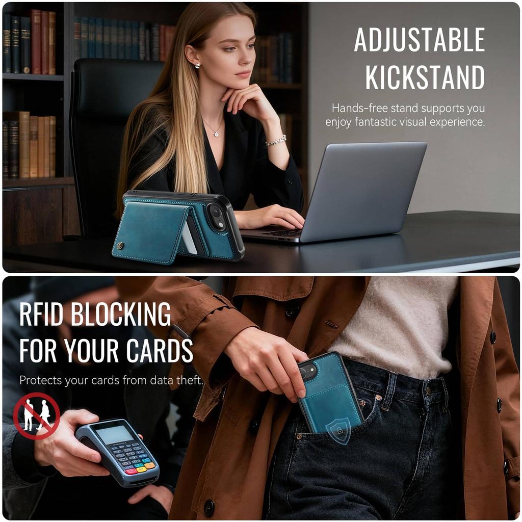 For iPhone 17e Magnetic Wallet Case 2-in-1 Detachable RFID Blocking Card Holder Kickstand Shockproof PU Leather Flip Cover