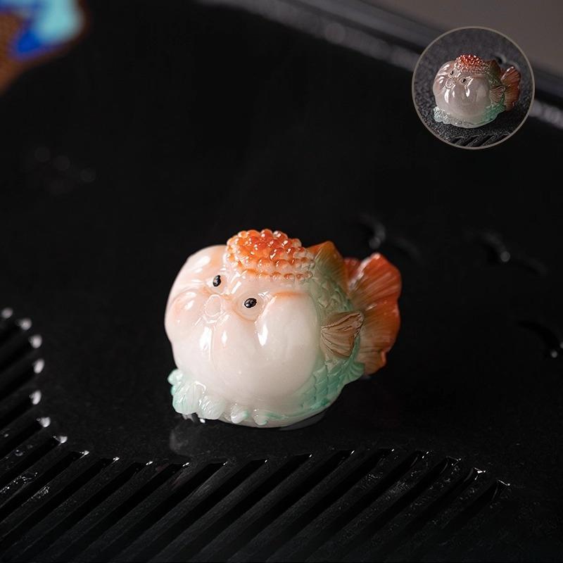 

1pc Resin Color Changing Tea Pet Bubble Fish Kung Fu Tea Set Ornament Desktop Decoration Chinese Tea Ceremony Accessories