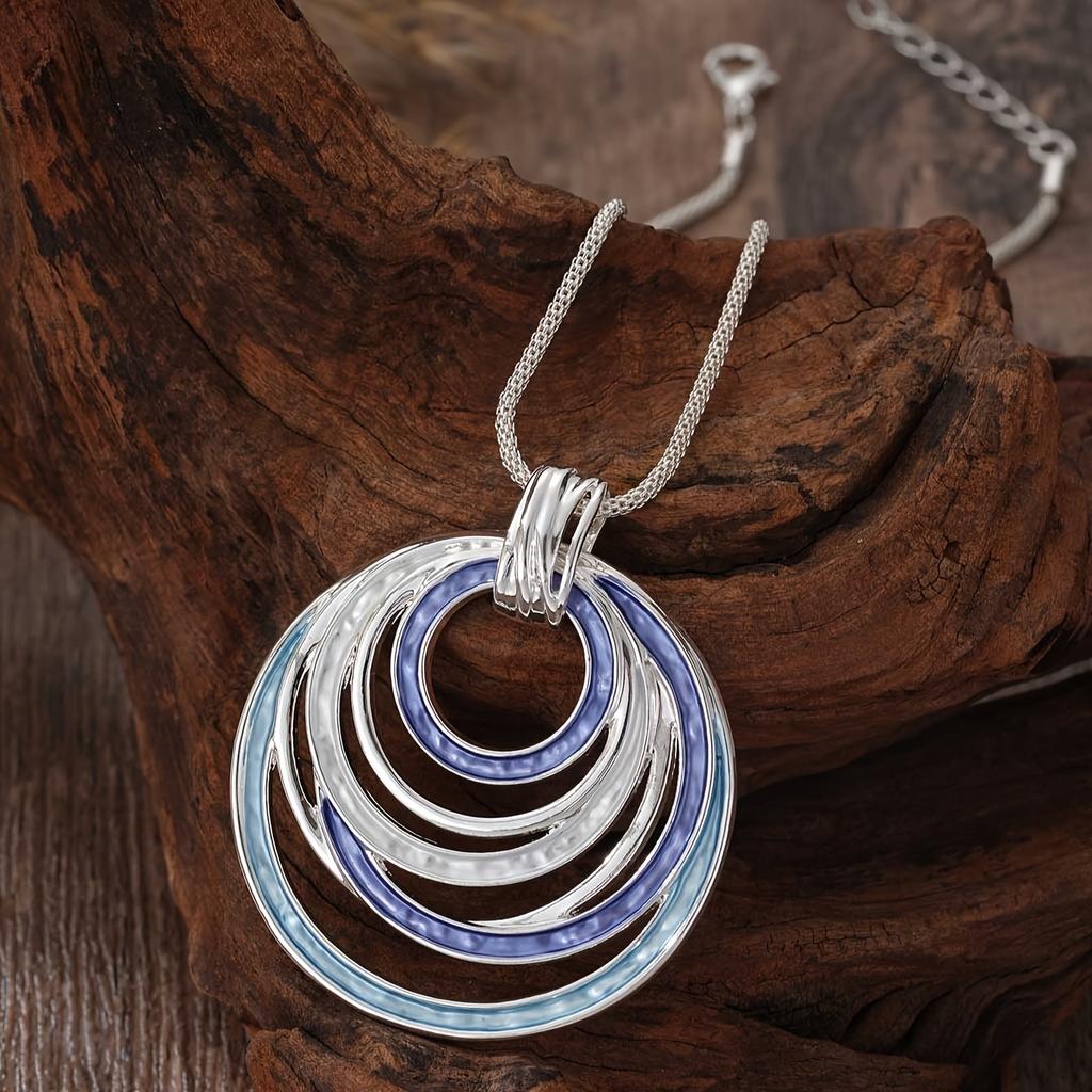 Geometric Oil-Drip Hollow Oval Pendant Necklace - Lightweight Durable Chain, Versatile Women's Jewelry Valentine's Day Gift, Necklace Charms