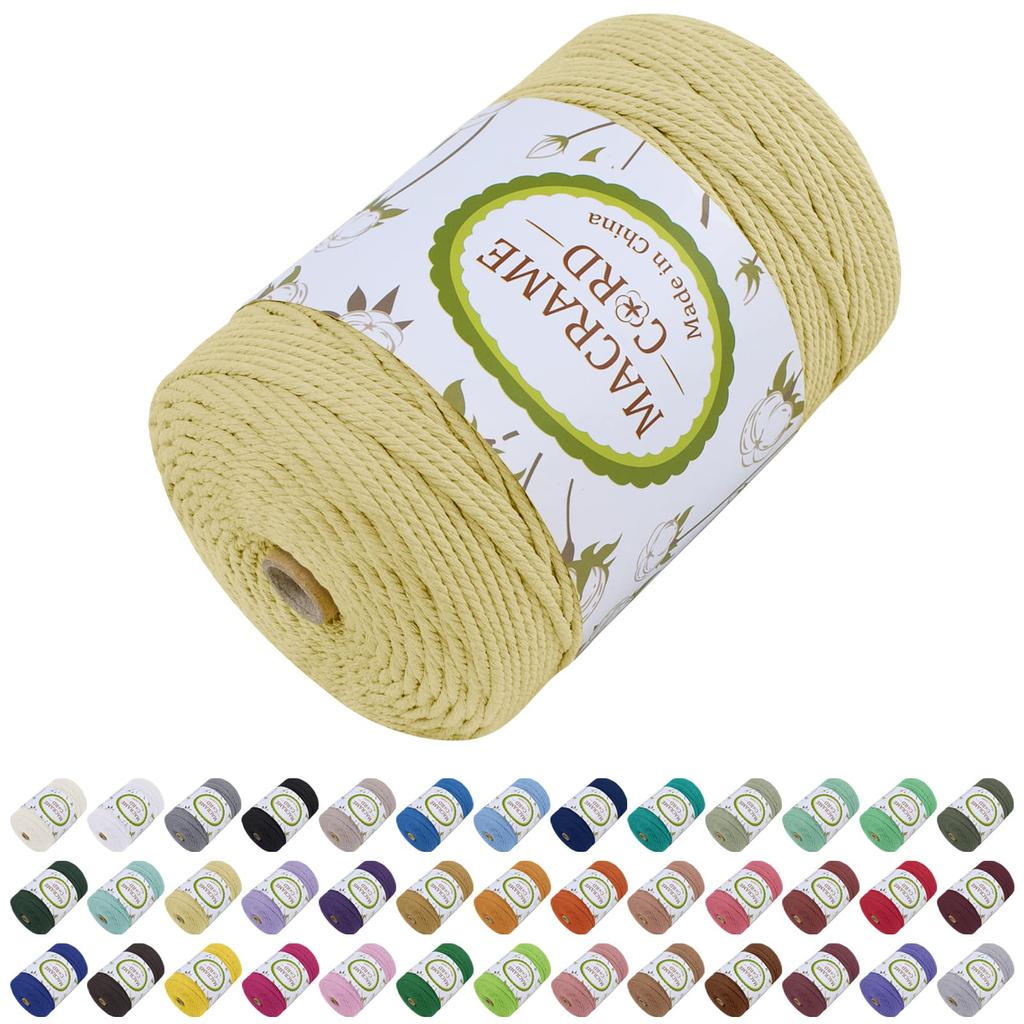LEREATI Macrame Rope 3mm X Macrame Thread Cotton Macrame String Natural Cotton Cotton Rope for Wall Dream Potted Plant Bohemian Wedding Arch