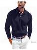 European American Men's Knit Lapel Long Sleeve Polo Shirt