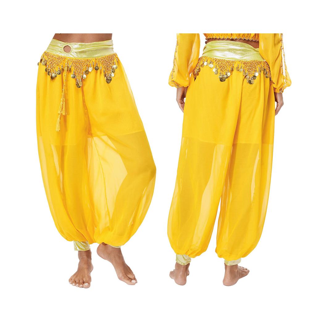 Women's Belly Dance Harem Pants Shiny Sequin Tassel Trouser Arabic Performance Loose Pants
