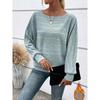 Women's Round Neck Long Sleeve Knit Sweater Loose Fit Casual Fashion Pullover Top