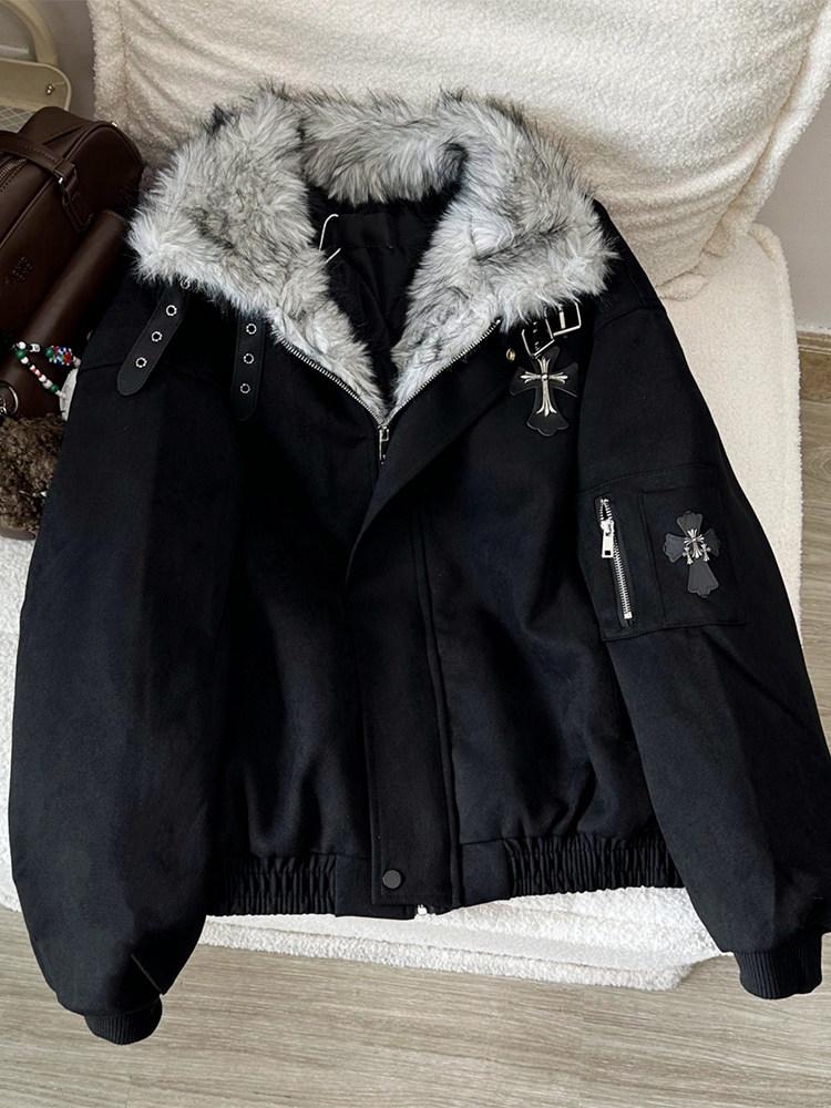 Men's Trendy American High Street Feather Collar Snow Eagle Cotton Jacket