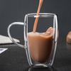 Double Wall Glass Coffee Mugs Milk Mug with Handle Cappuccino Latte Hot Drink Classic Coffee Glass Set Heat Cold Resistant Glass