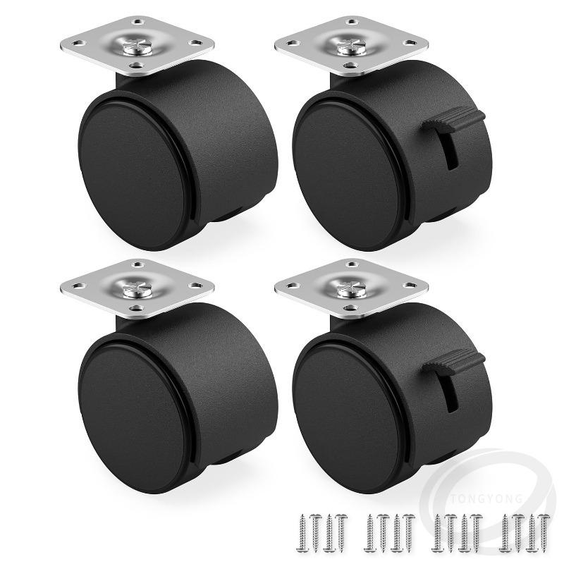 4pcs 40mm Heavy-Duty Furniture Castors with Braking Capable of 25kg Load Indoor Rotating Wheels Low Rolling Resistance