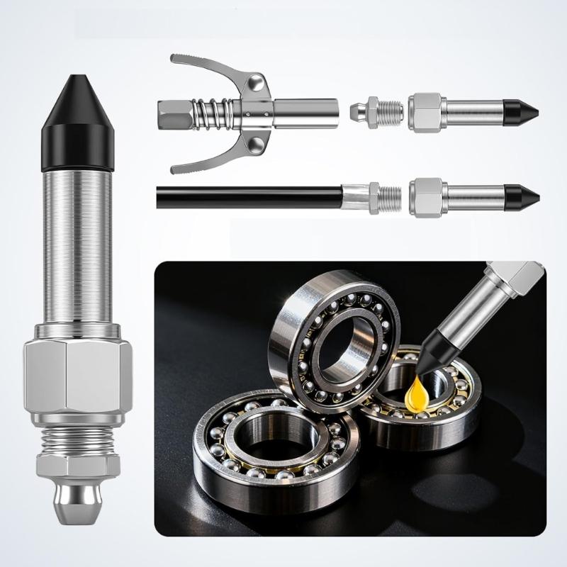 Accuracy Grease Dispenser Kit Strong Steel Nozzles Needle Adapters Couplers For Accurate Grease Control In Confined Areas