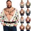 Men's Winter Crewneck Knit Pullover Sweater with Christmas Print for Holiday Wear