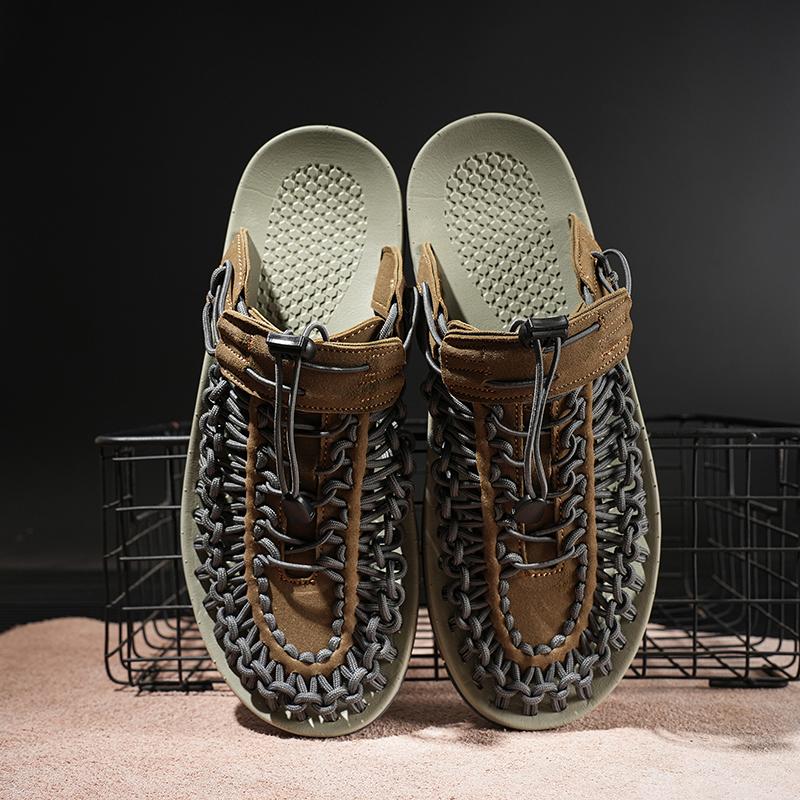 

Men s and Women s Sandals Plus Sizes Handmade Woven Lace-up Slippers Sandals 35-48 48 хакі