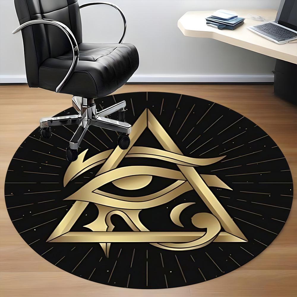 1pc Eye Pyramid Office Round Area Rug,  Mat Suitable For Office, Under Office Chairs Bedroom Living Room Home Decor, Room Deco