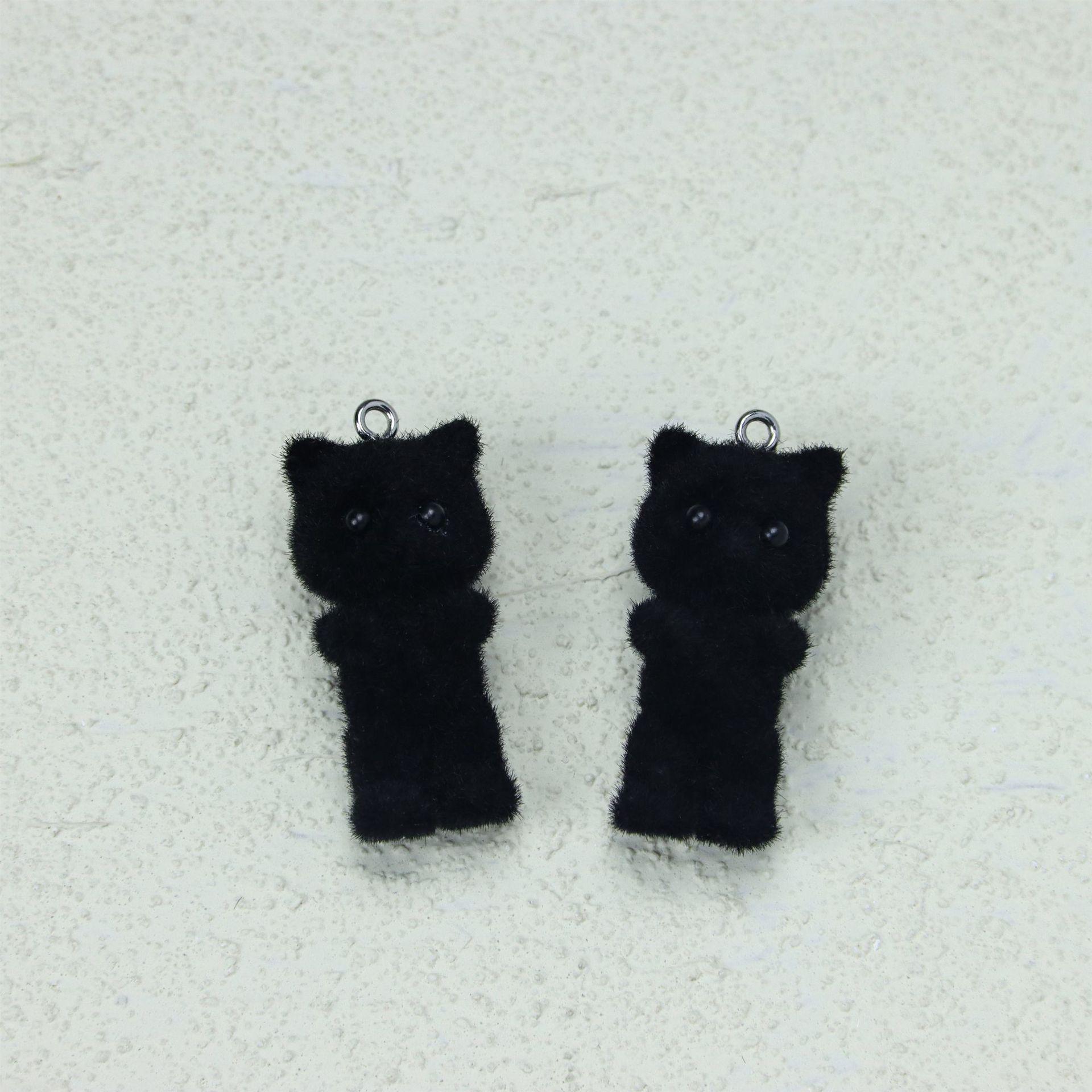 

3D смоляной флокированный милый кот DIY брелок и серьги кулон 16*38mm