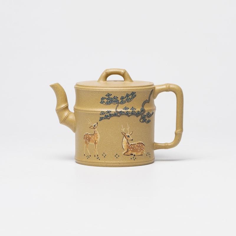 

230ml Creative Yixing Purple Clay Teapots Handmade Bamboo Section Pot Raw Ore Section Mud Kettle Zisha Tea Set Ornaments Gifts