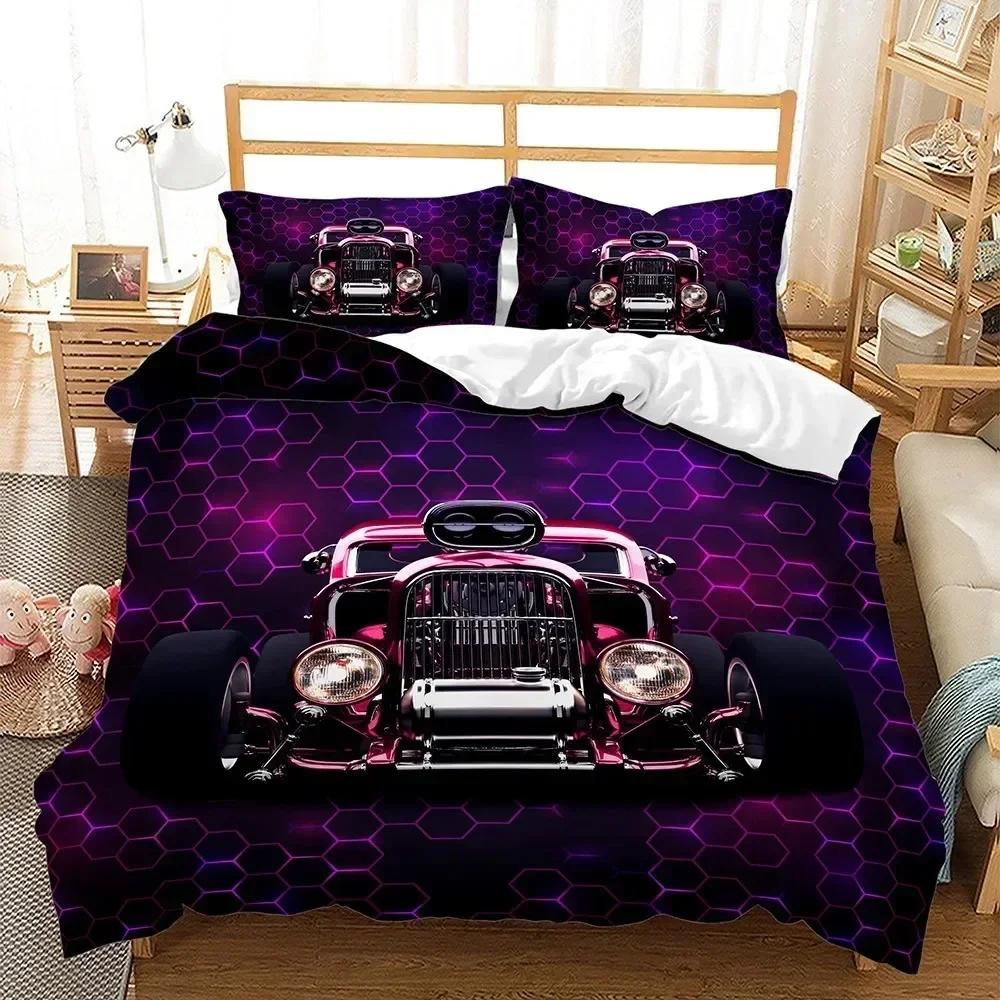 

New 3D Cool Racing Cars Bedding Set Modern 3d Bed Linen Quilt Duvet Cover Sets Home Textile Decor Twin Single Queen King Size 135x200cm