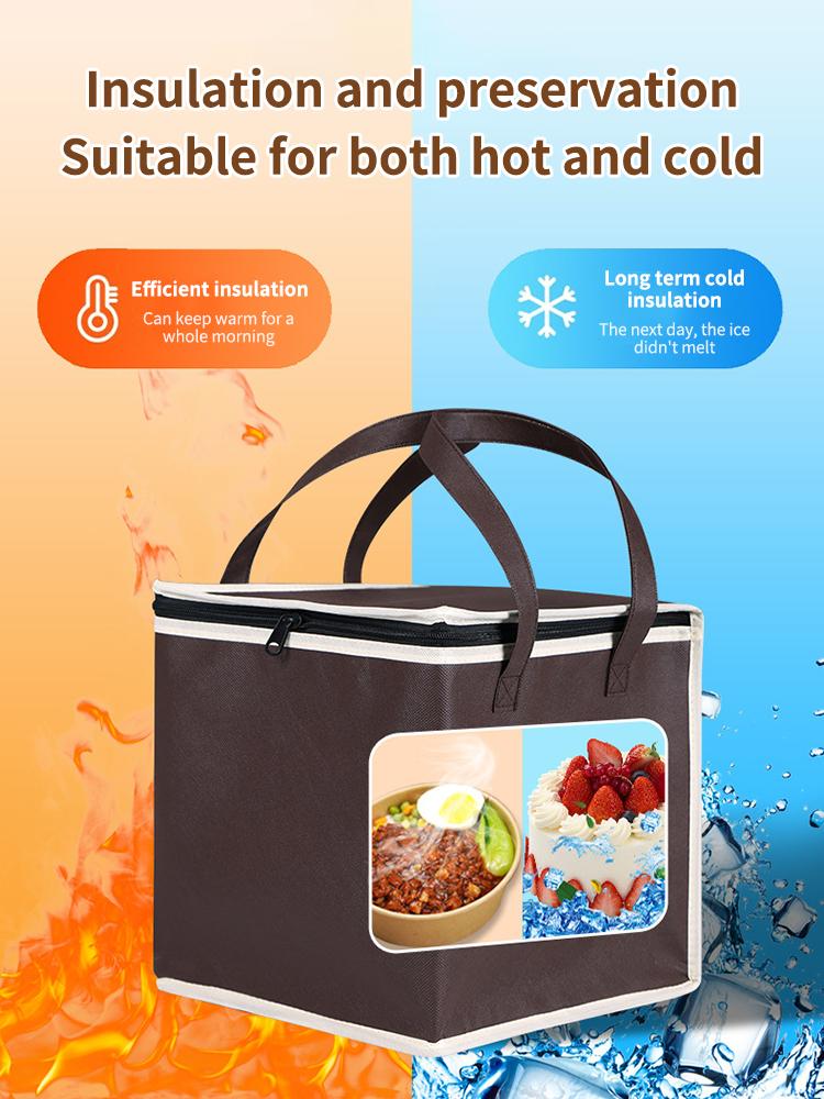 Birthday cake insulated bag, thickened hand-held aluminum foil insulated zipper refrigerated bag