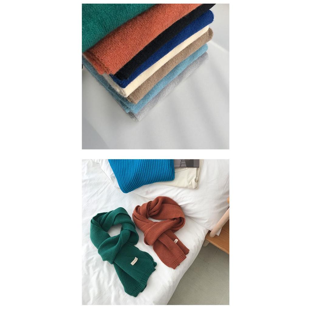Solid Color Flat Scarf for Autumn and Winter, Men's and Women's Knitted Yarn, Korean Version, Couple Fashion, Thick and Warm, Trendy Scarf