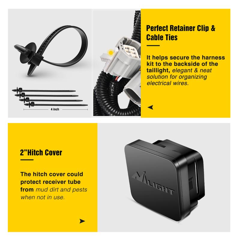 Kit Ricevitore Gancio di Traino per Paraurti Posteriore Nilight da 2 Pollici, Compatibile per Jeep Wrangler JK 4 Porte e 2 Unlimited 2007-2018, Con Cablaggio a 4 Pin