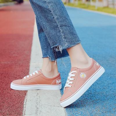 Modne damskie buty płócienne Damskie buty na płaskiej podeszwie Damskie sneakersy Urocze haftowane Wygodne buty studenckie Sznurowane buty
