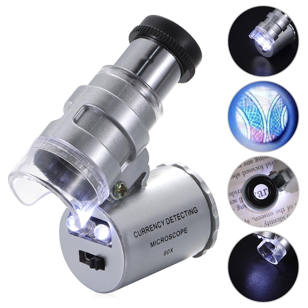 

Glass Jeweler Microscope Loupe 60x Mini Magnifier Handheld LED Light