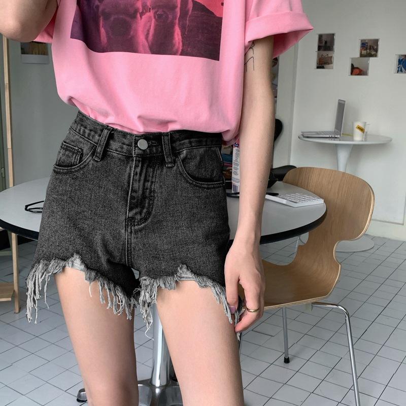 Pants Classic and Minimalist Fashion Versatile Broken Holes Female Summer High Waist Loose Thin Raw Edge Wide Leg A Word Denim Shorts Individuality