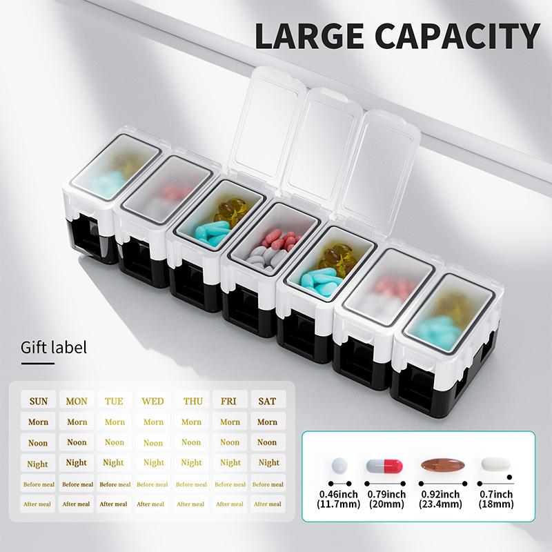 7 Days A Week 14 Compartments Pill Box Multifunctional Removable Random Combination Sealed Pill Organizer