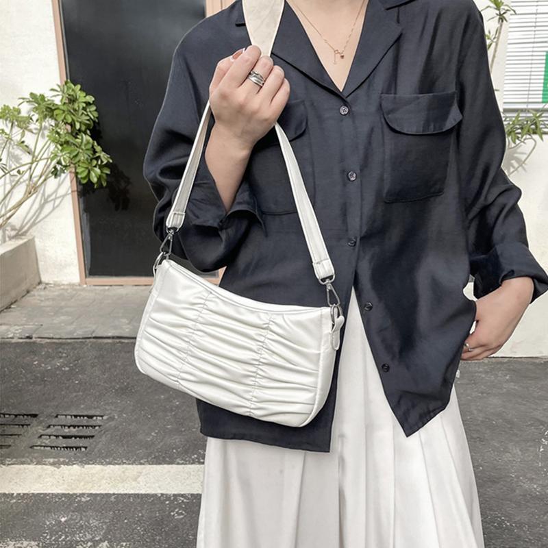Luxus Plissee Schulter Tasche Frauen Einfache PU Leder Tasche Designer Achselhöhle Handtasche Casual Lady Unterarm Tasche