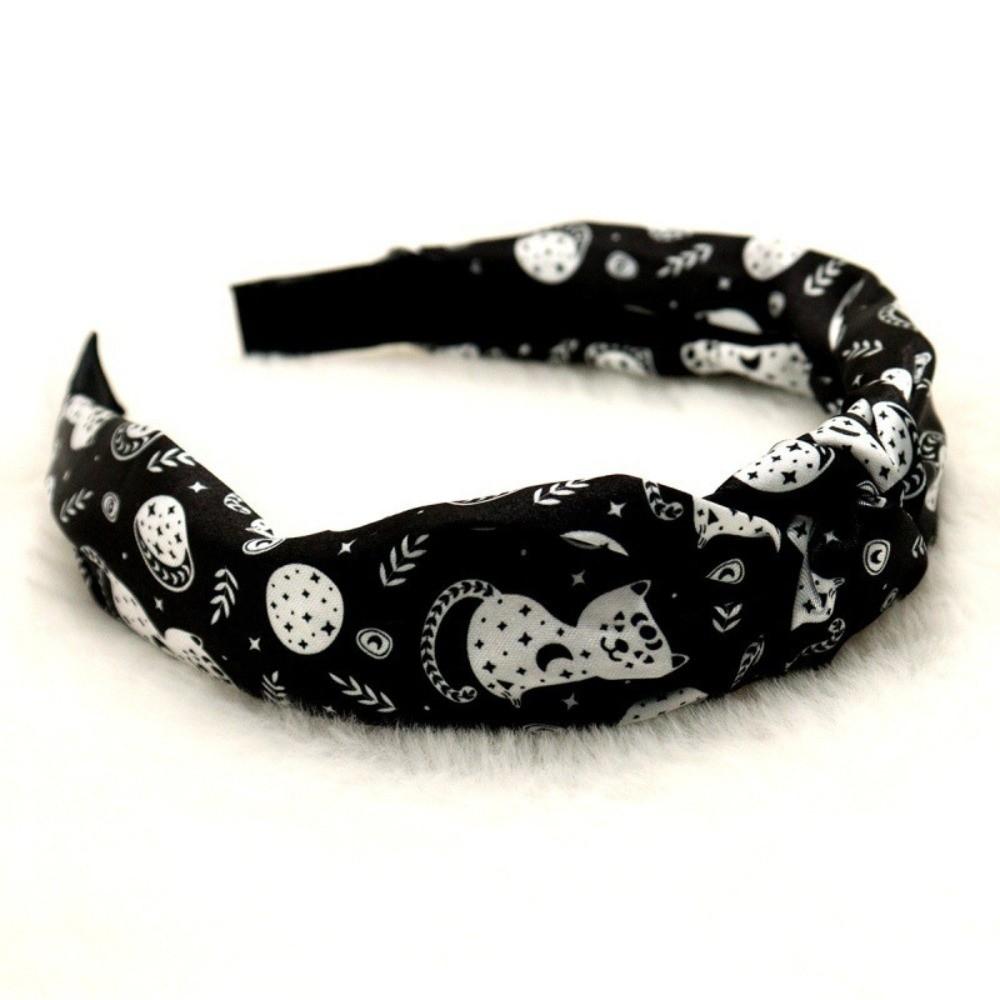 Horrible Top Knot Headband Festival Wear Ghost Print Hairband Pumpkin Head Headband  Trick or Treat