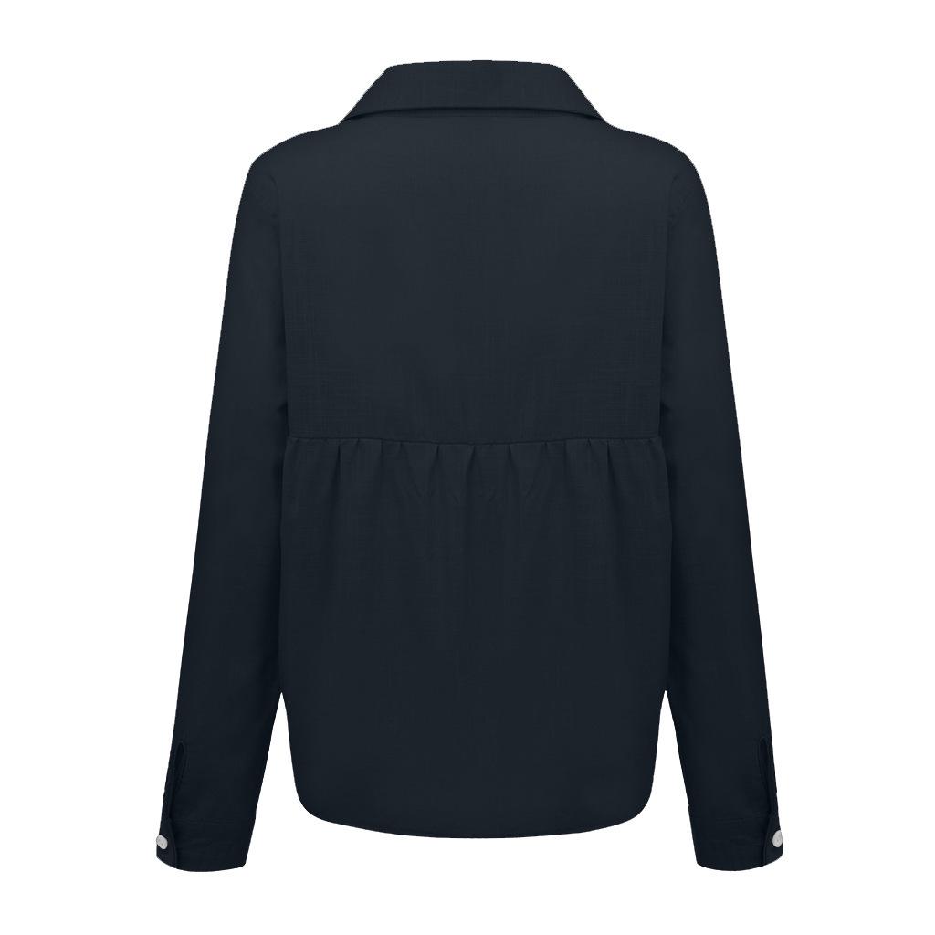 2023 European & American Women's Casual Loose Long Sleeve Cotton Linen Shirt - Solid Color