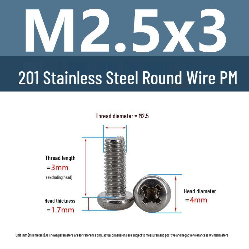 Yigu Yigu Stainless Steel Phillips Round Head Machine Screws M2-M8