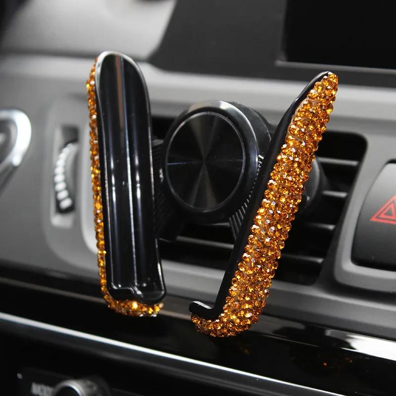 Biltelefonholder Dame Diamond Crystal Car Air Vent Mount Clip Mobiltelefonholder Stativ i bilbrakett Interiørtilbehør