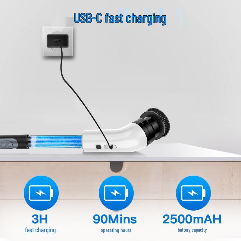 9-in-1 Rechargeable Handheld Electric Cleaning Brush with High Torque and Ultra-Quiet Operation for Kitchen and Floor Use