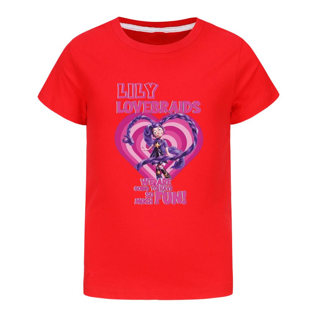 5580 Meisje Cartoon Lelie Liefdesvlechten Print Korte Mouw T-shirt