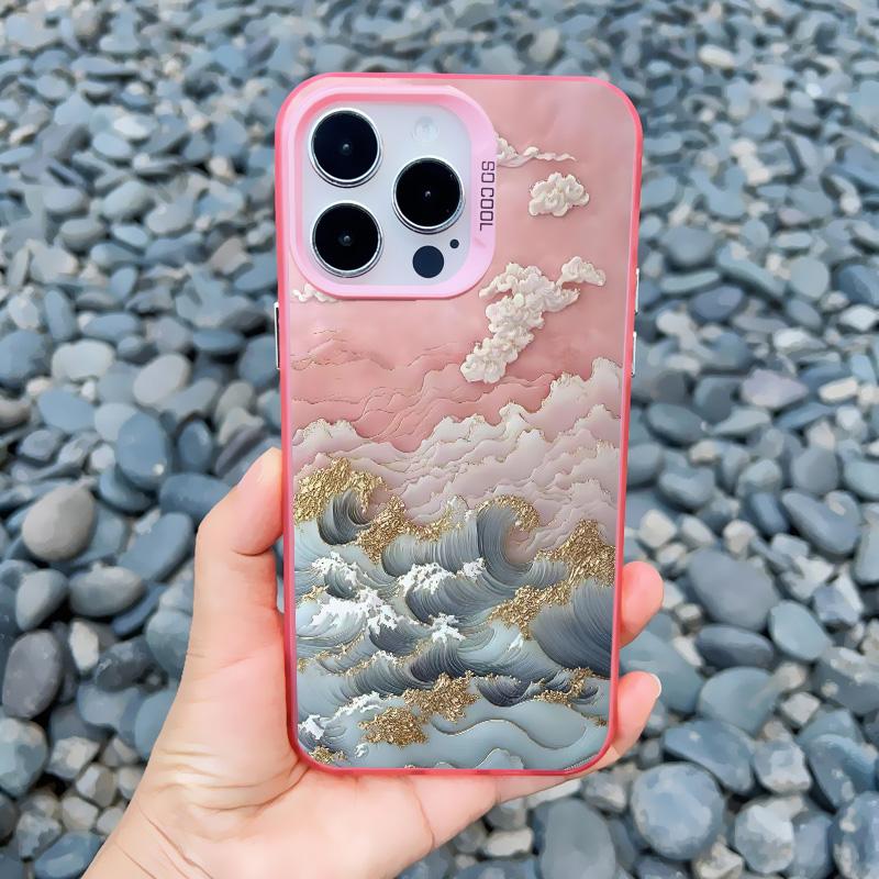 Durchscheinendes Rosa Wolkenmeer Laser Handyhülle Für iPhone 11 12 15 Pro Max 13 Mini 16 14 13 Pro Max Plus Stoßfeste Rückseite Fundas