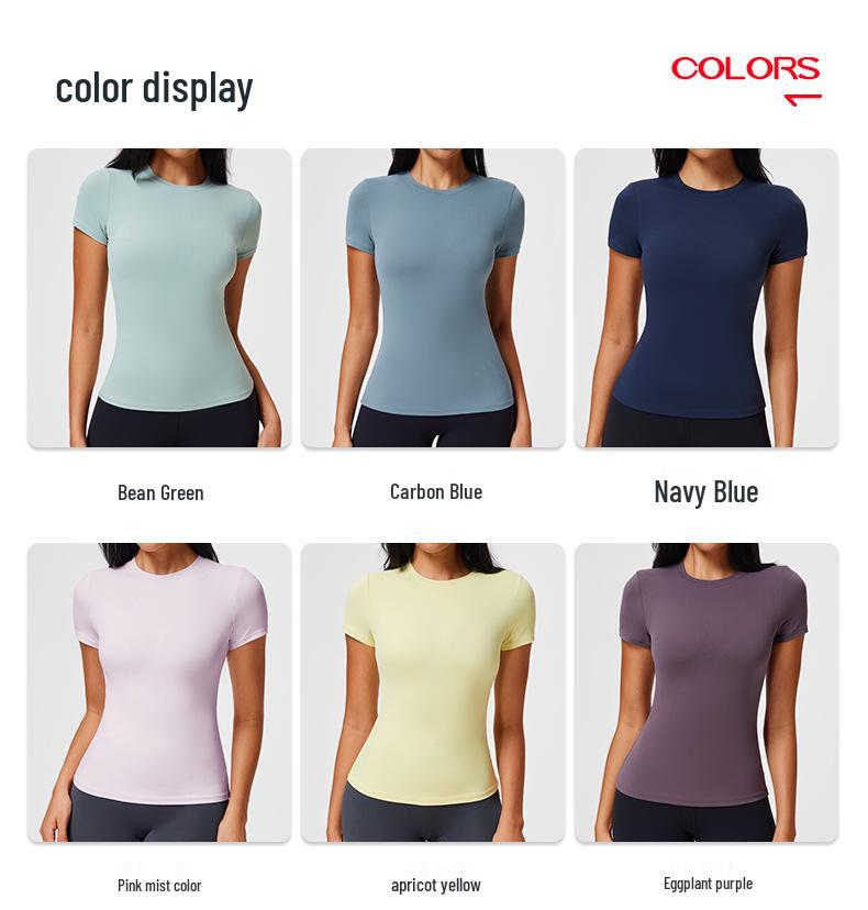 Top da Yoga Cai Jue da Donna, Vestibilità Slim, Manica Corta