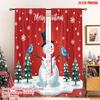 2pcs 2D Flat Printing Merry Christmas Window Drapes Merry Christmas Snowman Cardinal Bluebird Polyester Without Electricity