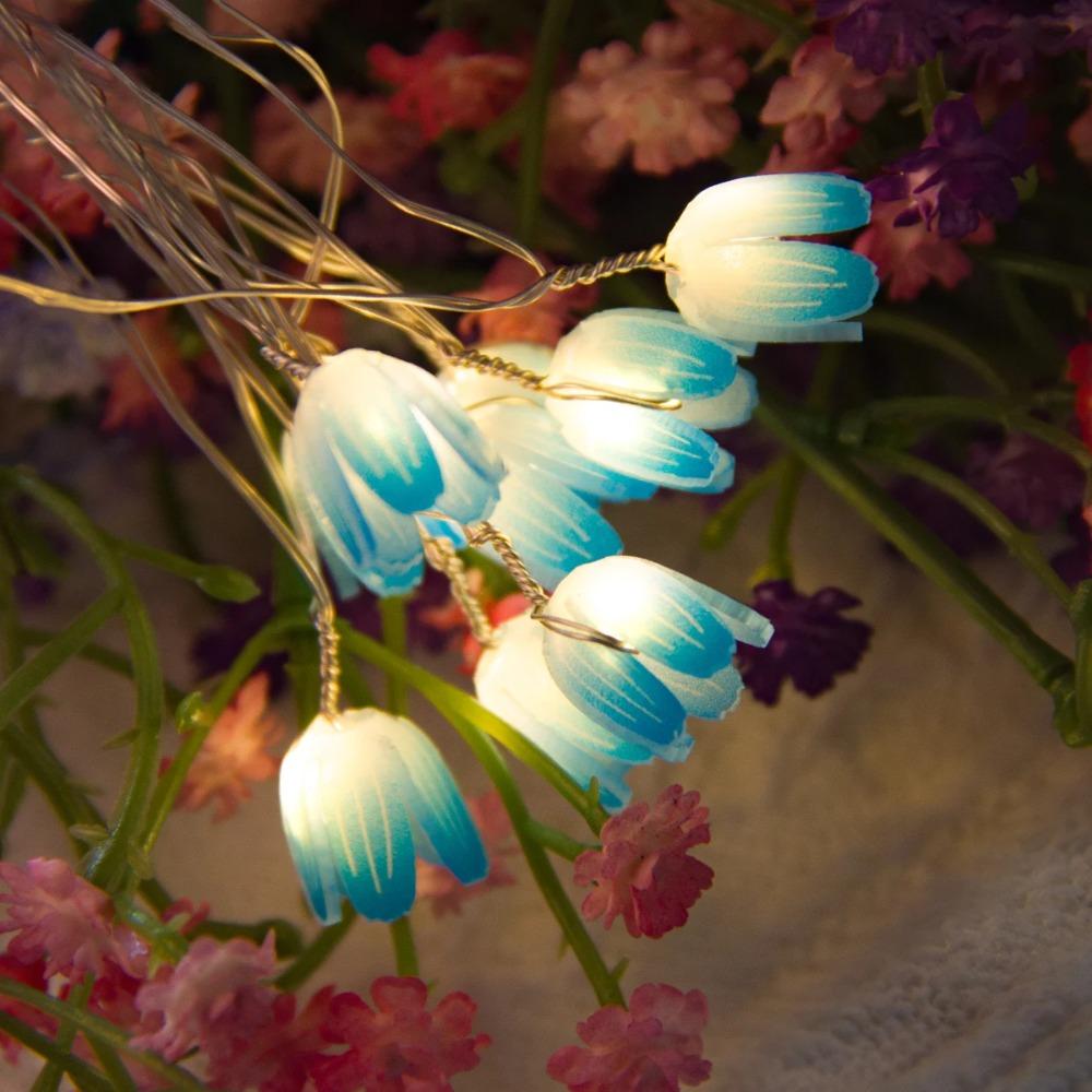 Battery Operated Flowers Night Light 5M 50LED Flower Fairy Light Tulip String Lights  Home