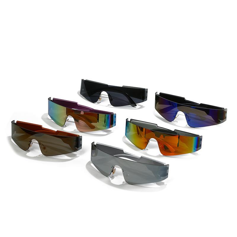 Frameless Sunglasses Women'S Single-Piece Punk Sports Sunglasses Men'S Frames, Colored Glasses