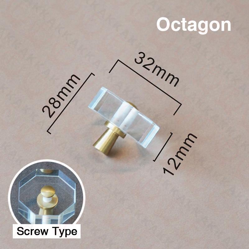KAK 30mm Crystal Cabinet Knobs and Handle Brass Copper Kitchen Handle Square Cupboard Door Pulls Furniture Knobs Door Hardware