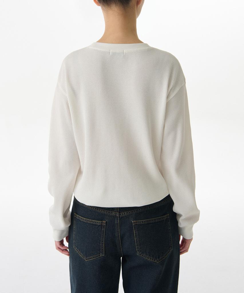 MUSINSA STANDARD WOMAN Women'S Waffle Relaxed Crew Neck Long Sleeve T-Shirt [Ivory]