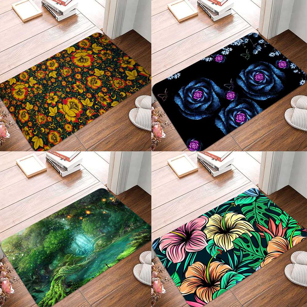 

Добро пожаловать напольные коврики с цветочным принтом, кухонные коврики, домашний декор, коврики для гостиной, нескользящие коврики с тропическими растениями