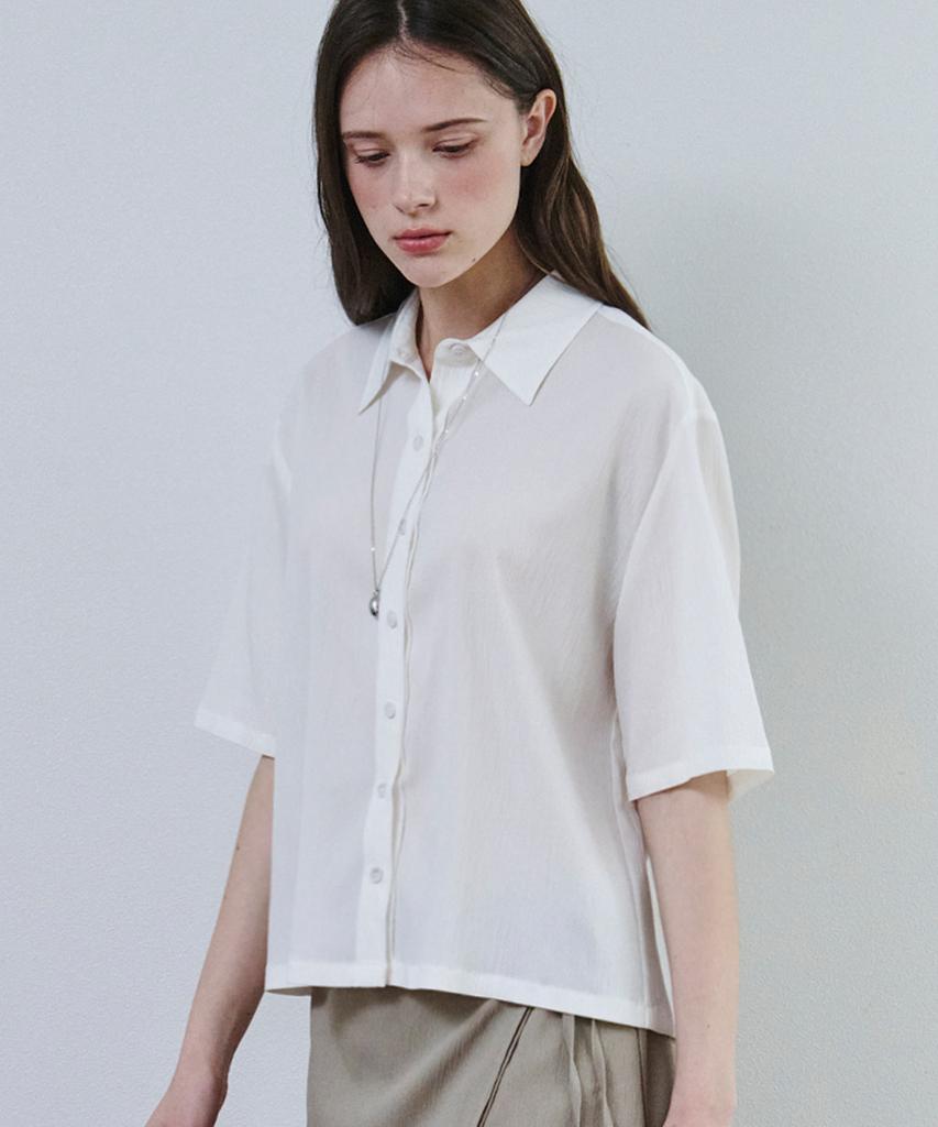 MALOUPE 4213 Crinkle Short Sleeve Shirt (Cream)