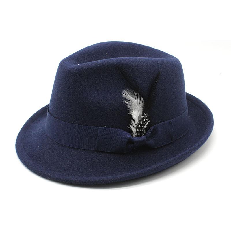 Cross-Border Amazon New Men'S Top Hat Feather Felt Hat Men'S Jazz Hat European And American High-End Hat Women