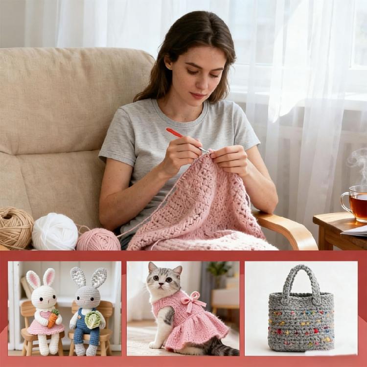 Knitting Accessory Set 51Pieces Including Soft Yarn Hook And Needle With Yarn And Complete Craft Tool