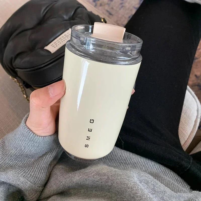 Thermosbecher Heißer Kaffee Isoliert Edelstahl Thermoglasbecher Sportflasche mit Fach Wasser Weiß Thermos