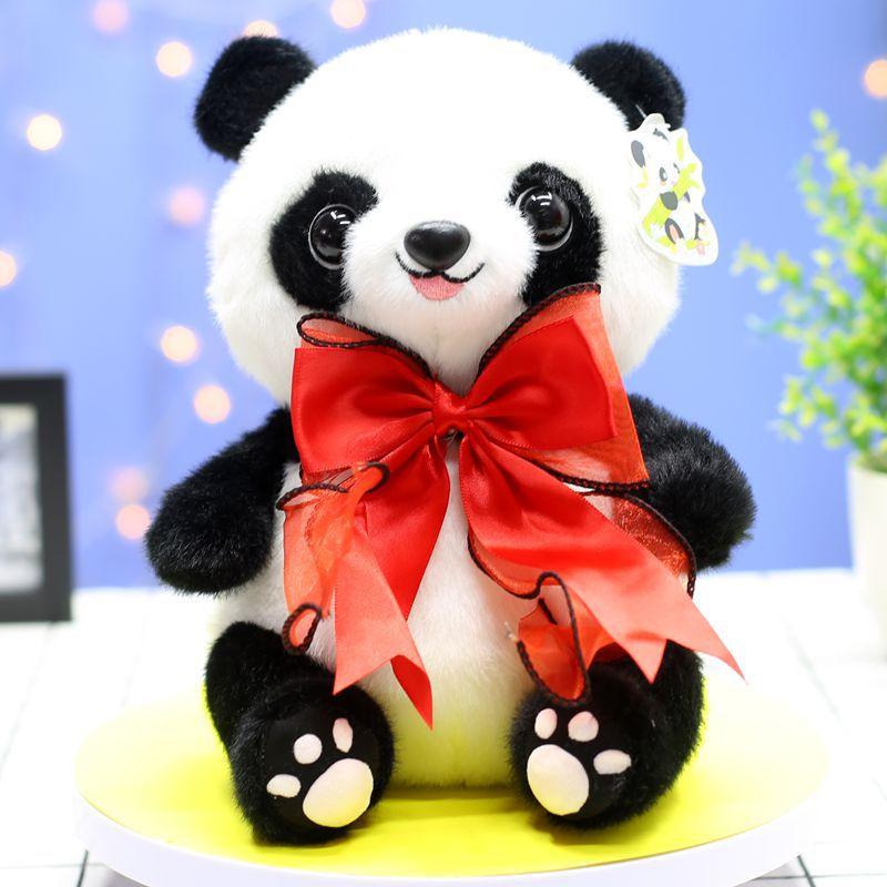 Cute Bow Tie Giant Panda Doll Plush Toy Rag Doll Gift for Children's Girlfriend Best Friend Lover