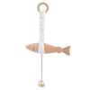 Wood Fish Sculpture Decor Wooden Fish Beach Wall Decor with Bell Hand Carved Nautical Pendant Ornament for Lake House Bathroom